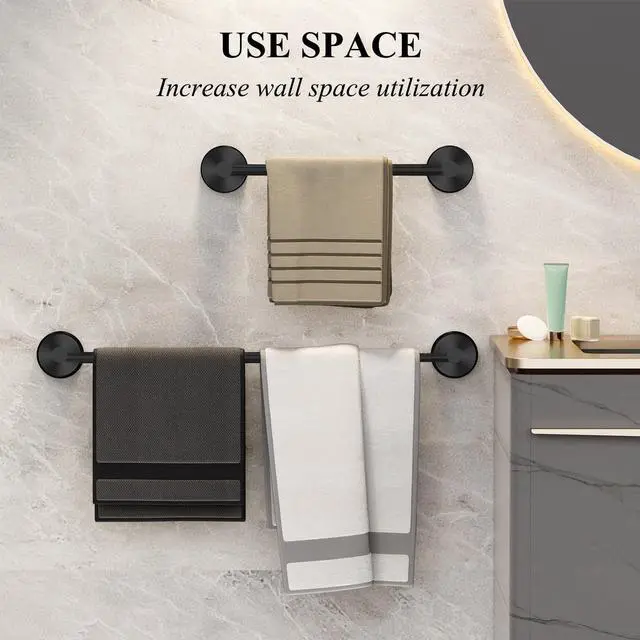 Alt view image 6 of 7 - Large Towel Bar for Bathroom Wall,Adjustable 17~29 Inch Towel Racks for Bathroom Wall Mounted,Towel Holder for Glass Shower Door,Bathroom Accessories,Apparment Essentials,Home Decor-Black