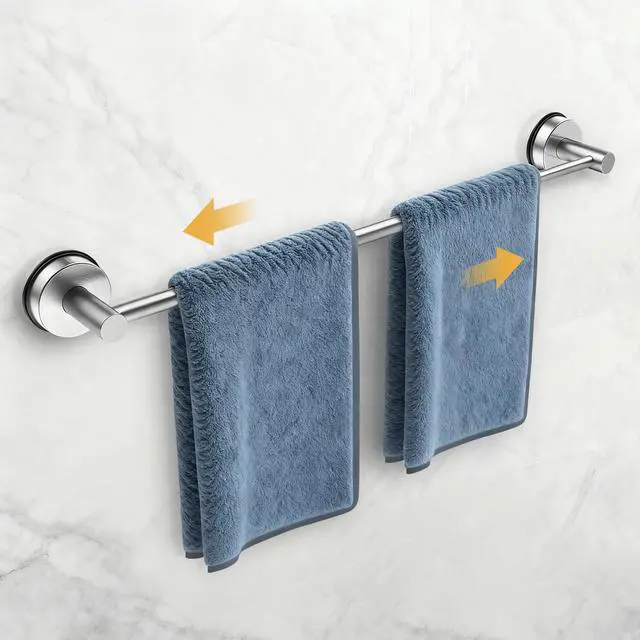 Main image of 14.6inch~24inch Towel Racks for Bathroom,Adjustable Suction Cup Towel Bar for Bathroom Wall,Stainless Steel Bath Towel Holder for Shower(Brushed Silver)
