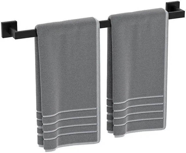 Main image of 24 Inch Matte Black Towel Bar, Square Base, Total Length 26-Inch