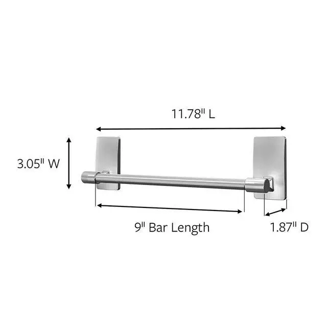 Alt view image 2 of 7 - Hand Towel Bar Satin Nickel with 4 Water Resistant Command Strips, 9" Hand Towel Holder, Holds up to 3 lb, Great for Bathroom Décor on the Wall, Inside the Cabinet, or in the Shower