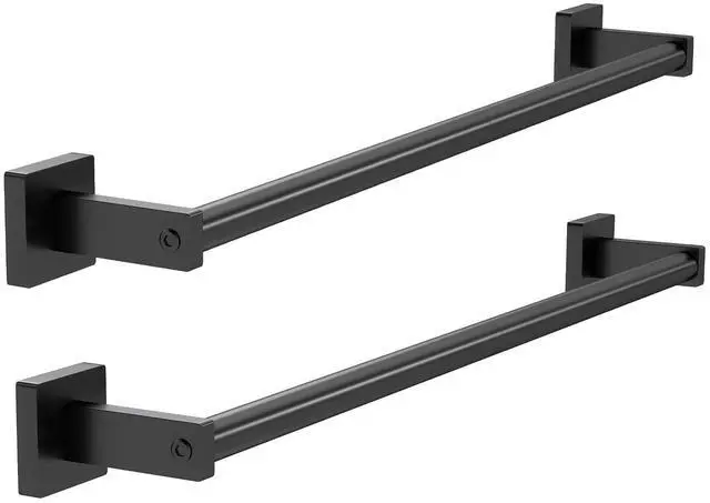 Main image of Towel Bar for Bathroom, 24" 2 Pack Wall Mounted Towel Rack, Black