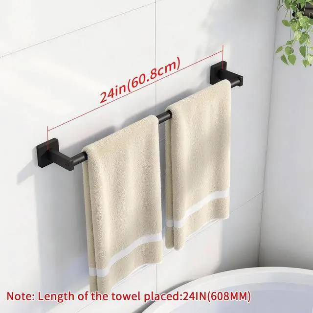 Alt view image 3 of 7 - Towel Bar for Bathroom, 24" 2 Pack Wall Mounted Towel Rack, Black