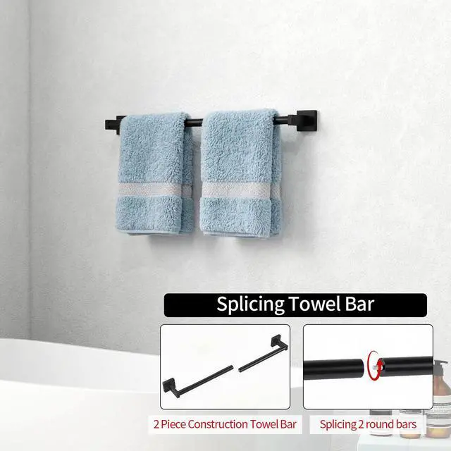 Alt view image 2 of 7 - Towel Bar for Bathroom, 24" 2 Pack Wall Mounted Towel Rack, Black