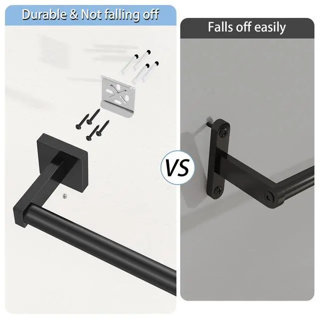 Alt view image 6 of 7 - Towel Bar for Bathroom, 24" 2 Pack Wall Mounted Towel Rack, Black