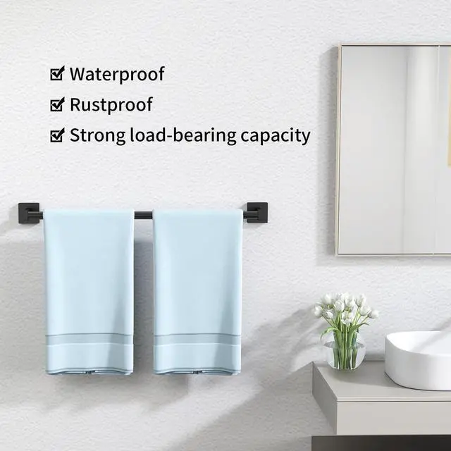 Alt view image 7 of 7 - Towel Bar for Bathroom, 24" 2 Pack Wall Mounted Towel Rack, Black