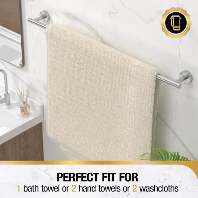 Alt view image 5 of 7 - Brushed Nickel 30 Inch Towel Bar for Bathroom, SUS304 Stainless Steel Bathroom Towel Rack Wall Mounted, Modern Home Decor Bath Towel Holder with Hardware Accessories (Total Length 31.6 Inch)