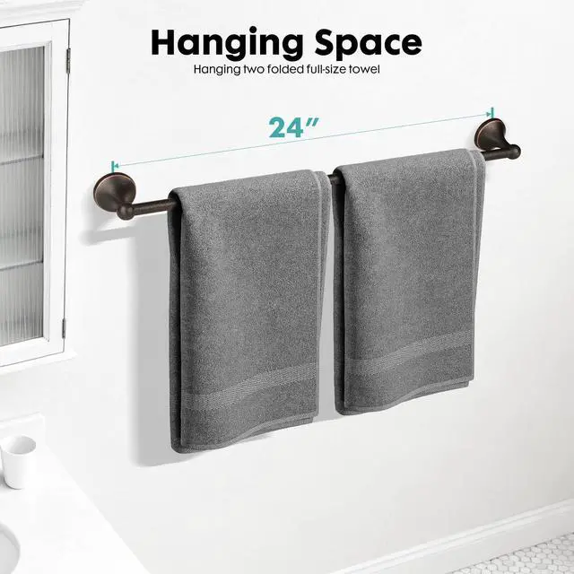 Alt view image 4 of 7 - Antique Bathroom Towel Bar Oil Rubbed Bronze, 24 Inch Towel Racks for Bathroom Wall Mounted,Bathroom Towel Holder Bronze,Home Decor Towel Rod