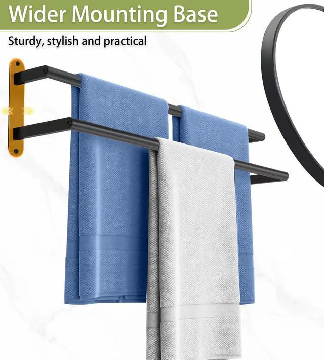 Alt view image 2 of 7 - Towel Racks for Bathroom, Double Towel Bar 24Inch, Stainless Steel Bathroom Towel Holder, Double Towel Rod Wall Mounted Towel Hanger, Bathroom Towel Rack(Matte Black)