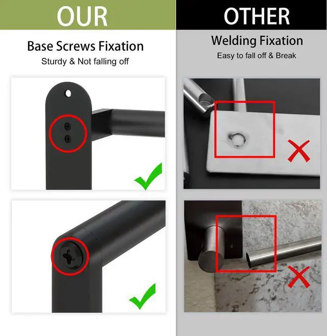Alt view image 3 of 7 - Towel Racks for Bathroom, Double Towel Bar 24Inch, Stainless Steel Bathroom Towel Holder, Double Towel Rod Wall Mounted Towel Hanger, Bathroom Towel Rack(Matte Black)