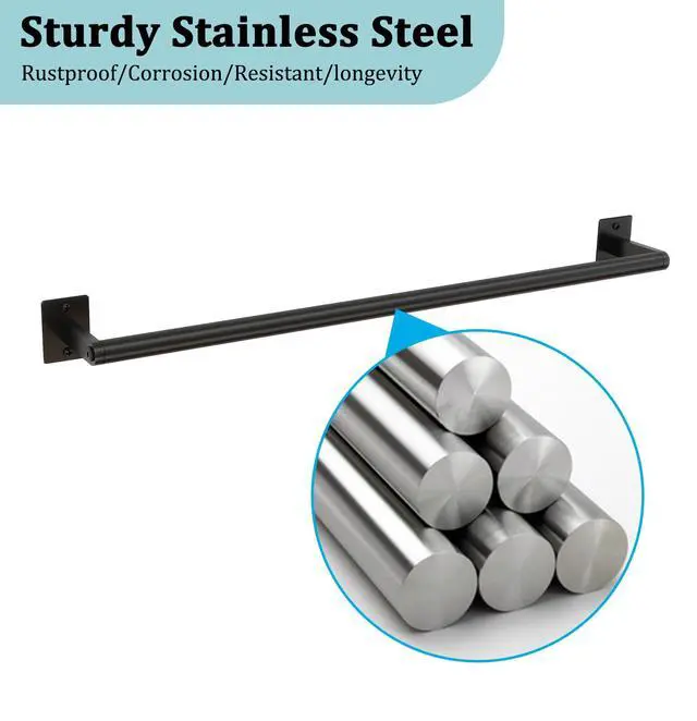Alt view image 5 of 7 - 2 Packs 24 Inch Bathroom Towel Bar, Matte Black Towel Racks for Bathroom, Bathroom Towel Rack Wall Mounted, Bath Hand Towel Holder Organizer, Modern Home Decor Towel Rod