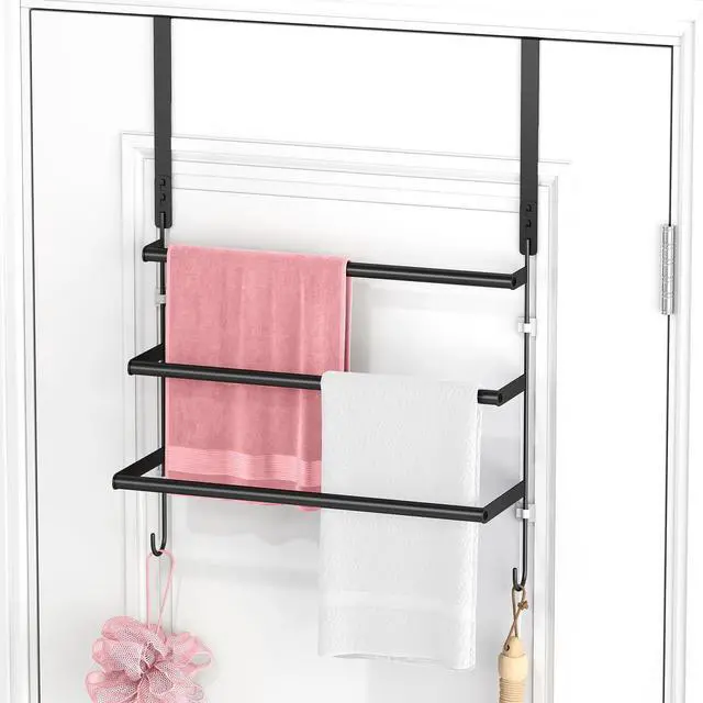 Main image of Over The Door Towel Rack, Door Towel Bar, Black