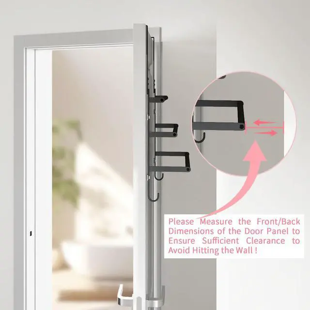 Alt view image 2 of 7 - Over The Door Towel Rack, Door Towel Bar, Black