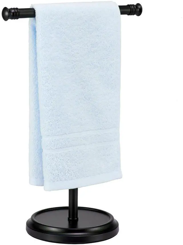Main image of Hand Towel Holder Stand, Free Standing Towel Rack Stand with Stainless Steel Base, Rust-Proof Towel Bar for Bathroom Kitchen Countertop (Black)