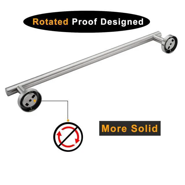 Alt view image 6 of 6 - Brushed Nickel Bath Towel Bar Single Bars Towel Rack Rod Classic Wall Mounted SUS304 Stainless Steel Bathroom Towel Holder Toilet Kitchen Towel Shelf Single Layer,24 inches