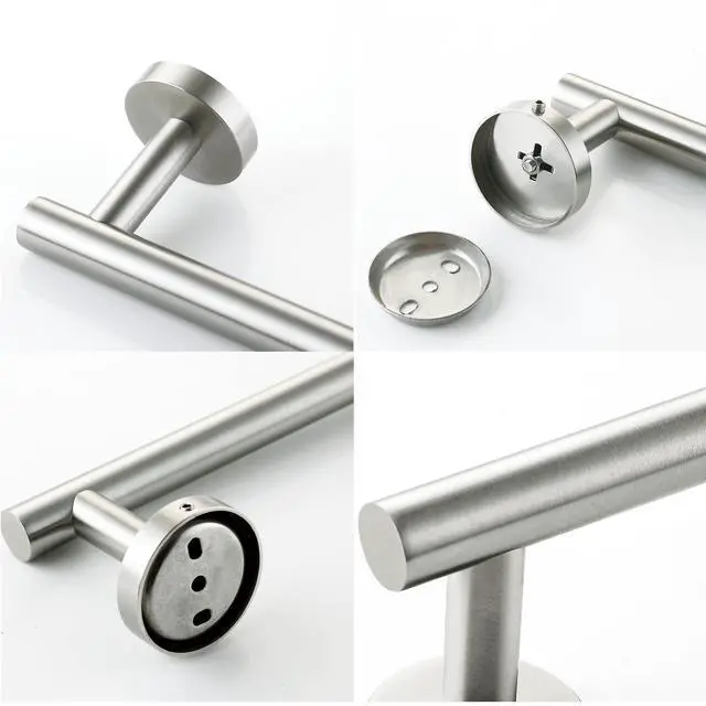 Alt view image 5 of 6 - Brushed Nickel Bath Towel Bar Single Bars Towel Rack Rod Classic Wall Mounted SUS304 Stainless Steel Bathroom Towel Holder Toilet Kitchen Towel Shelf Single Layer,24 inches
