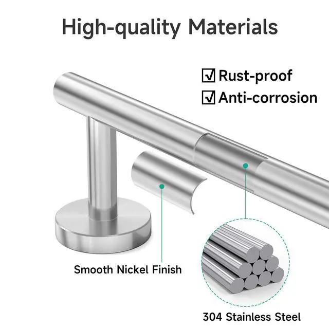 Alt view image 5 of 7 - Brushed Nickel Towel Bar, 24-Inch Towel Racks for Bathroom