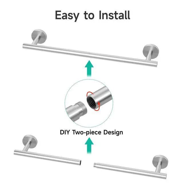 Alt view image 6 of 7 - Brushed Nickel Towel Bar, 18-Inch Towel Racks for Bathroom