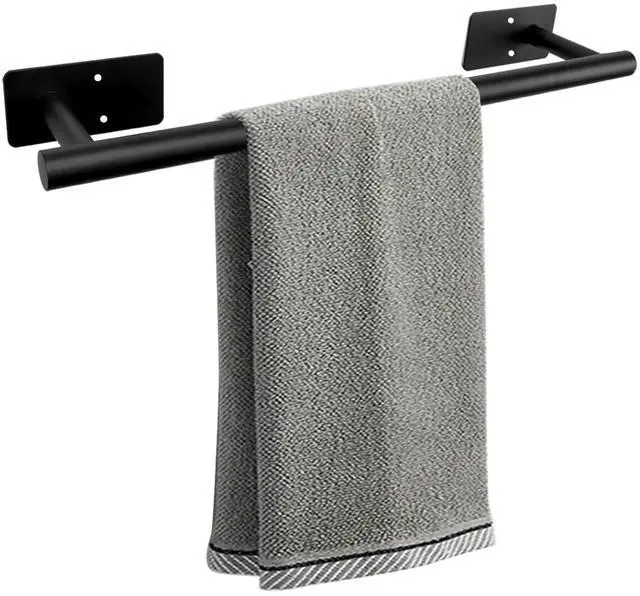 Main image of Self Adhesive Bath Towel Bar, Stainless Steel Towel Racks for Bathroom Sticky & Wall Mounted Install Towel Holder, Heavy Duty Towel Rod Rustproof Towel Hanger for Bathroom(Matte Black,16In)