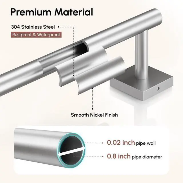 Alt view image 5 of 7 - Brushed Nickel Towel Bar, 24 Inch Towel Racks for Bathroom