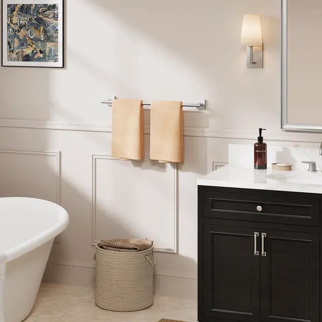 Alt view image 7 of 7 - Brushed Nickel Towel Bar, 24 Inch Towel Racks for Bathroom