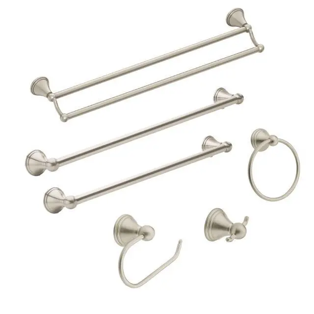Alt view image 4 of 6 - Preston Brushed Nickel 24-Inch Single Wall Mounted Bathroom Towel Bar, DN8424BN