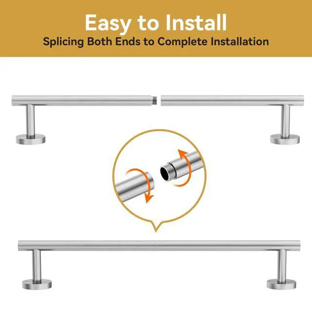 Alt view image 4 of 7 - Brushed Nickel Towel Bar, 24 Inch Bathroom Towel Rack