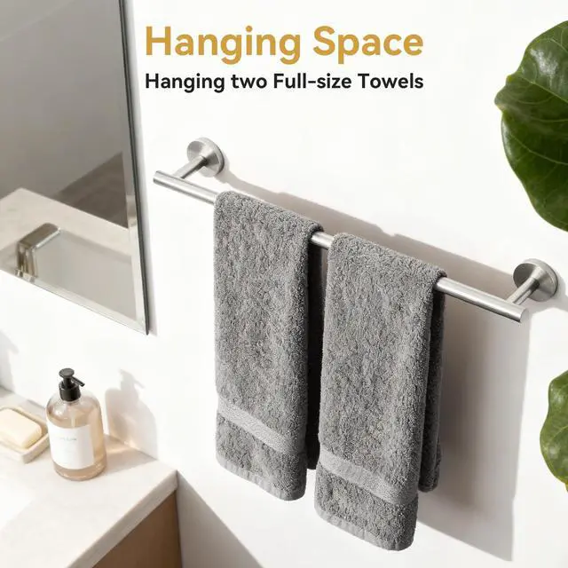 Alt view image 5 of 7 - Brushed Nickel Towel Bar, 24 Inch Bathroom Towel Rack