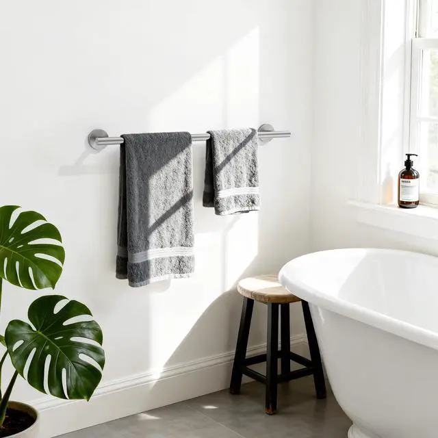 Alt view image 7 of 7 - Brushed Nickel Towel Bar, 24 Inch Bathroom Towel Rack