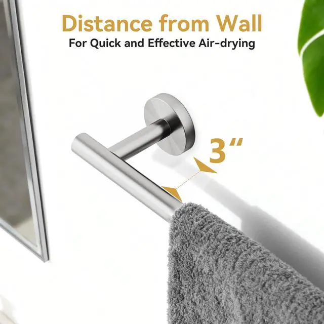 Alt view image 6 of 7 - Brushed Nickel Towel Bar, 24 Inch Bathroom Towel Rack