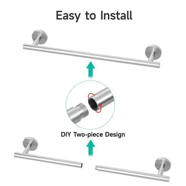 Alt view image 6 of 7 - Brushed Nickel Towel Bar, 24-Inch Towel Racks for Bathroom