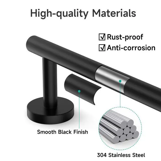 Alt view image 3 of 7 - Matte Black Towel Bar, 24-Inch Towel Racks for Bathroom