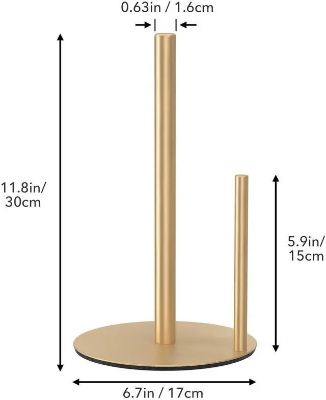 Alt view image 5 of 7 - Paper Towel Holder Gold, Premium Stainless Steel Kitchen Roll Dispenser, Countertop Roll Organizer