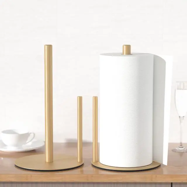 Alt view image 7 of 7 - Paper Towel Holder Gold, Premium Stainless Steel Kitchen Roll Dispenser, Countertop Roll Organizer