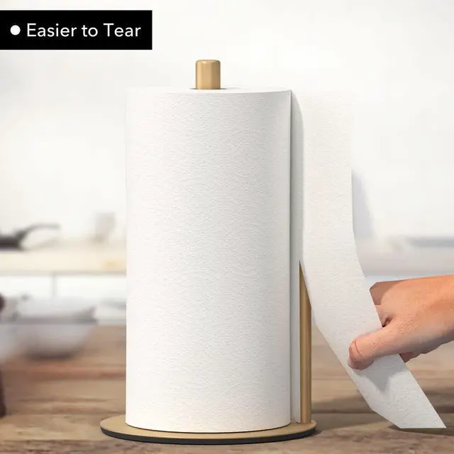 Alt view image 3 of 7 - Paper Towel Holder Gold, Premium Stainless Steel Kitchen Roll Dispenser, Countertop Roll Organizer