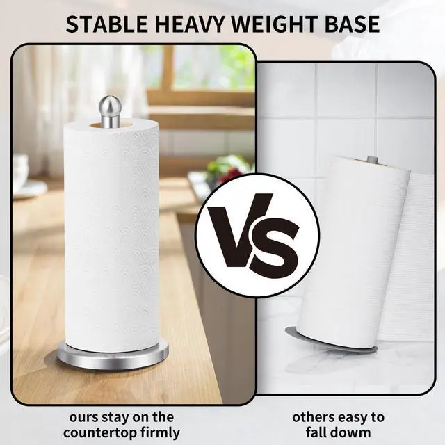 Alt view image 3 of 7 - Paper Towel Holder Countertop with Weighted Base for Standard Rolls