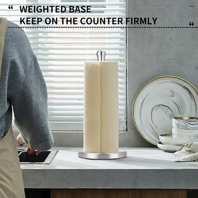 Alt view image 7 of 7 - Paper Towel Holder Countertop with Weighted Base for Standard Rolls