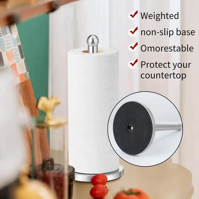 Alt view image 6 of 7 - Paper Towel Holder Countertop with Weighted Base for Standard Rolls