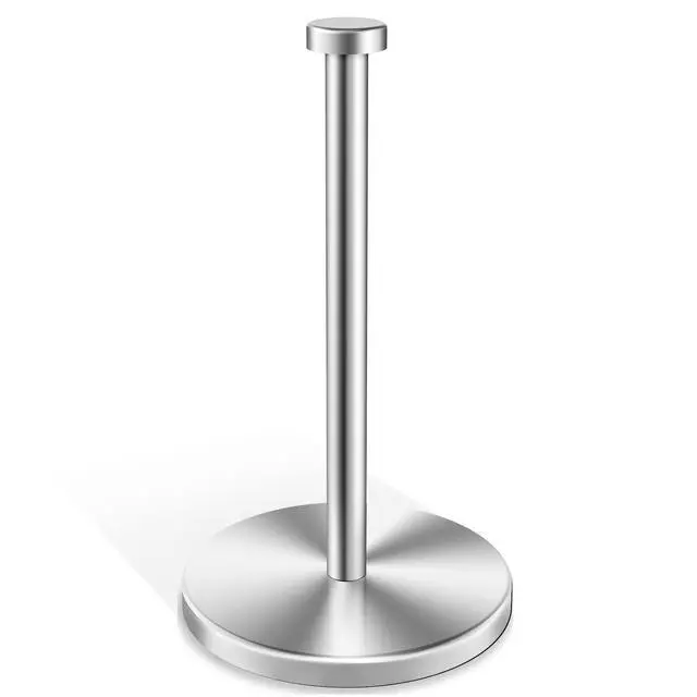 Alt view image 2 of 7 - Paper Towel Holder Countertop, Stainless Steel Paper Towel Holder Stand with Weighted Base Suction Cups, Standing Paper Towel Roll Holder for Kitchen Bathroom (Silver)
