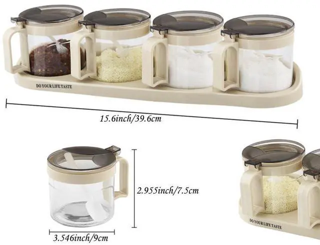 Alt view image 2 of 7 - Gourmet Seasoning Box with Serving Spoons, Spice Jar Set Condiment Cruet Bottle, Kitchen Supplies,Nice Design for Kitchen (glass)