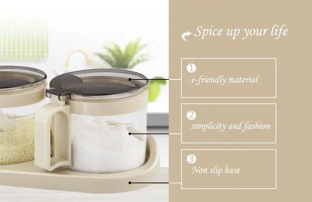 Alt view image 6 of 7 - Gourmet Seasoning Box with Serving Spoons, Spice Jar Set Condiment Cruet Bottle, Kitchen Supplies,Nice Design for Kitchen (glass)