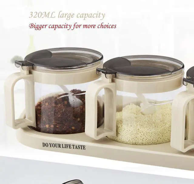 Alt view image 4 of 7 - Gourmet Seasoning Box with Serving Spoons, Spice Jar Set Condiment Cruet Bottle, Kitchen Supplies,Nice Design for Kitchen (glass)