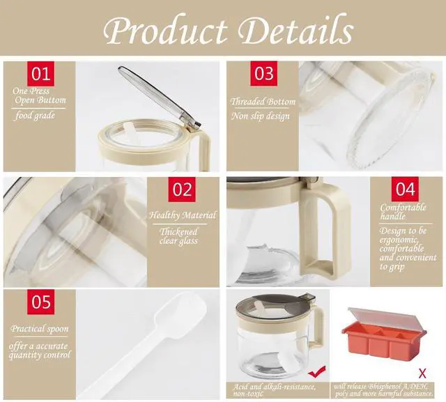 Alt view image 5 of 7 - Gourmet Seasoning Box with Serving Spoons, Spice Jar Set Condiment Cruet Bottle, Kitchen Supplies,Nice Design for Kitchen (glass)