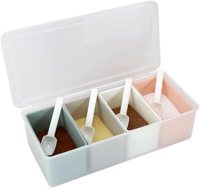 Main image of Seasoning Storage Box Condiment Canisters with Lid & Spoons