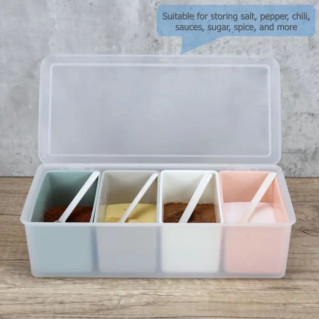 Alt view image 3 of 7 - Seasoning Storage Box Condiment Canisters with Lid & Spoons