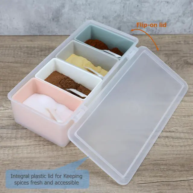 Alt view image 5 of 7 - Seasoning Storage Box Condiment Canisters with Lid & Spoons