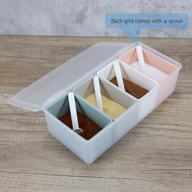 Alt view image 6 of 7 - Seasoning Storage Box Condiment Canisters with Lid & Spoons