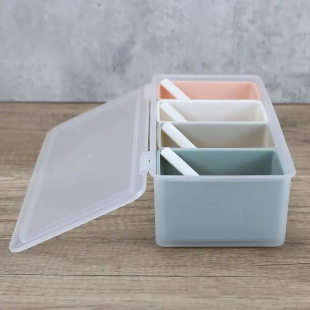 Alt view image 7 of 7 - Seasoning Storage Box Condiment Canisters with Lid & Spoons