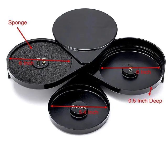 Alt view image 2 of 5 - Cocktail Seasoning Box, 3 Tiers Black Thick Plastic Margarita Salt Sugar Packaging Container(black)