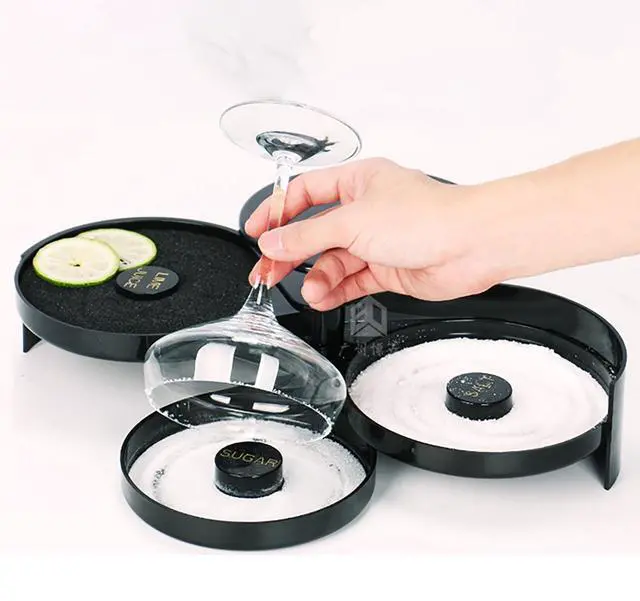 Alt view image 5 of 5 - Cocktail Seasoning Box, 3 Tiers Black Thick Plastic Margarita Salt Sugar Packaging Container(black)