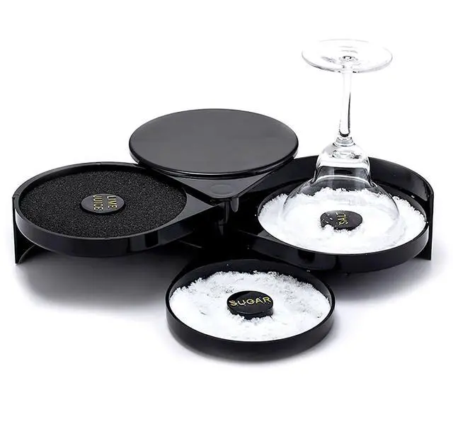 Alt view image 4 of 5 - Cocktail Seasoning Box, 3 Tiers Black Thick Plastic Margarita Salt Sugar Packaging Container(black)